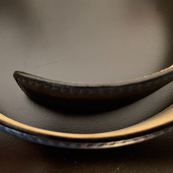 MADE ITALY BLACK LEATHER BELT WITH Solid Brass belt buckle - Picture 9 of 10